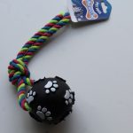 Rope ball tug toy with rubber ball 9